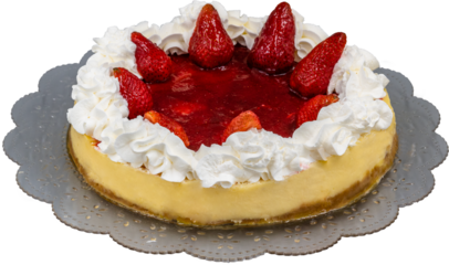 Cake with strawberry isolated on white