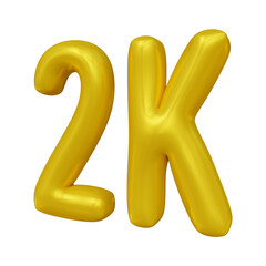 2k text design in 3d rendering for followers celebration concept