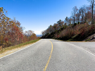 The beautiful view from the road of the changing leaves on the Blue Ridge Parkway.