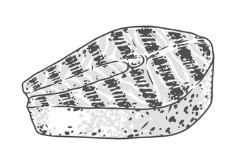 Salmon steak label vintage monochrome