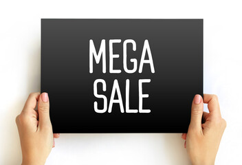 Plakat Mega Sale text on card, business concept background