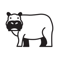 Solid Line HIPPOPOTAMUS design vector icon