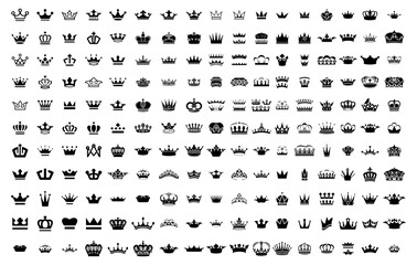Premium Crown Silhouette Set,  royal luxury crown collection. - obrazy, fototapety, plakaty