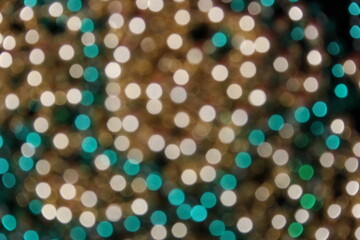 Gold, Green and Blue Abstract Blurred Bokeh Background