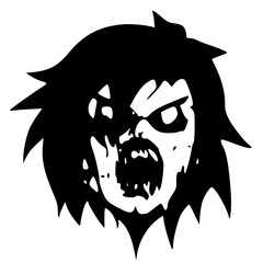 black and white of zombie monster face
