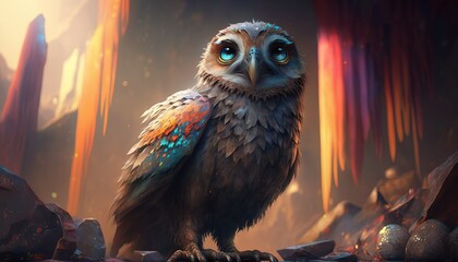 Colorful painting of an animal with creative abstract elements as background. fantasy animal. illustration painting. Generative AI.