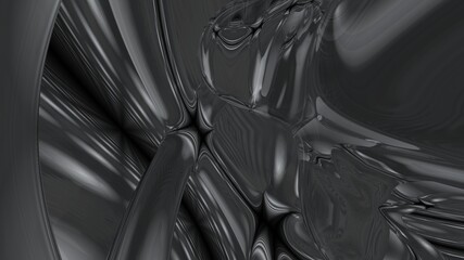 closeup of Abstract Smooth Chromatic Silver fluid waves background. liquid metallic texture. 3D rendering