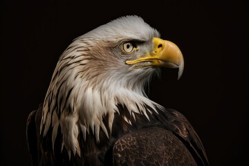 Obraz premium A bald American eagle looking displeased, set against a dark background. Generative AI