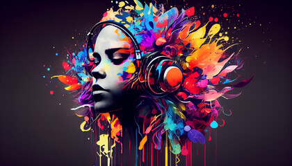 Colorful Headphone, Sound Inspiration, Emotions, Creative Music Background
