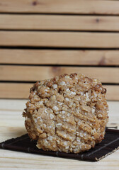 Oatmeal Peanut Butter Cookies With Almond Milk in Rustic Kitchen