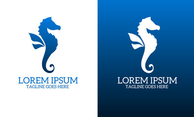 illustration vector graphic of blue seahorse logo template - obrazy, fototapety, plakaty