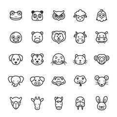 Set of Outline Stroke Animal Icons