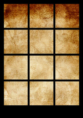 Background with vintage squares and black frame