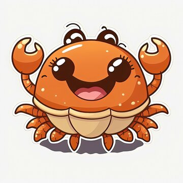 cute and playful cartoon crab sticker for marine projects generative ai technology