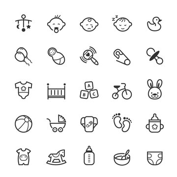 Set of Outline stroke Baby icon