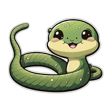 cute tropical snake sticker for wildlife and fauna fun with generative ai
