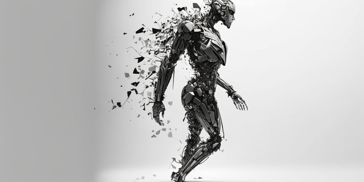 human become robot, white background computer wall photography