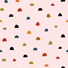 Abstract seamless pattern with arcs in random order on a pink background