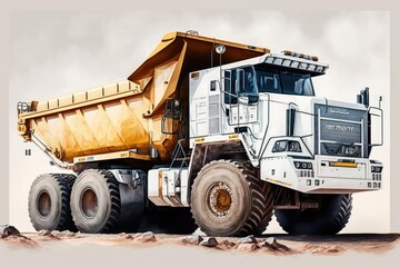 huge dump truck at a mine pit. Generative AI