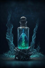 A crystal potion bottle made of galaxy