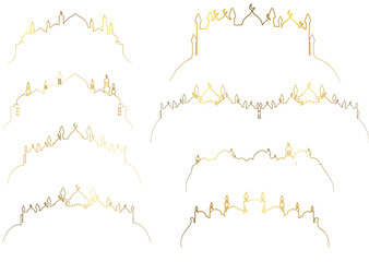 Vector illustration Mosque Line suite for luxury template, theme background, greeting card, baner, social media post, ramadhan. 