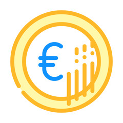 euro coin color icon vector illustration