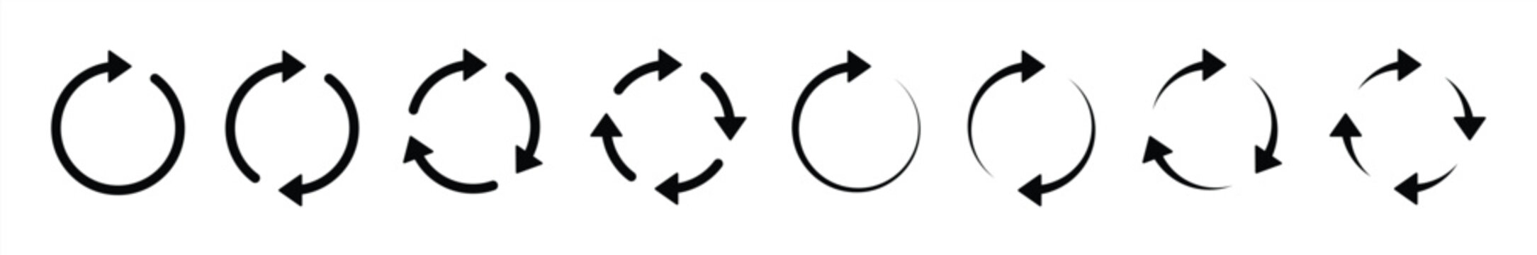 circle arrow icon set. circular arrow icon, refresh, reload arrow icon symbol sign, vector illustration