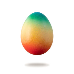 Painted natural easter chicken egg flying isolated