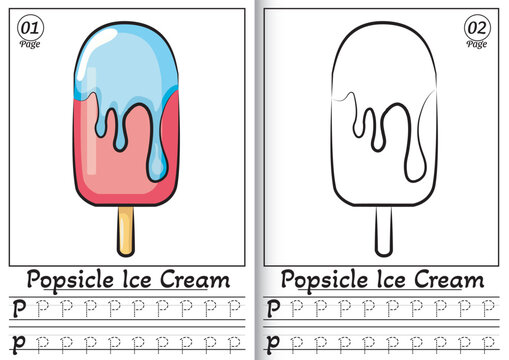 Popsicle Ice Cream Alphabet ABC Coloring Page P. Tracing All Letters Of English Alphabet