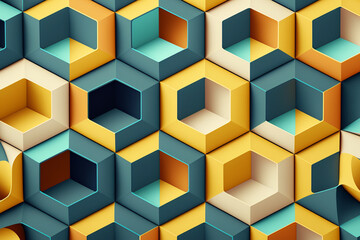 Fototapeta na wymiar geometric seamless pattern of colored cubes, Generative AI