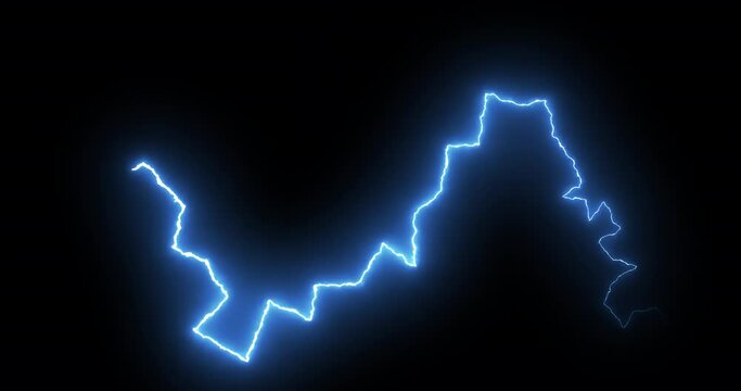 Electrical discharges and thunderstorm lightning strikes isolated on black background. Seamlessly looped animation.