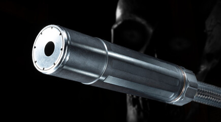 Suppressor and skull on  black