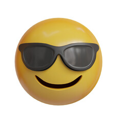 Fototapeta premium Cool Face 3D Emoji from Front Angle Expressing Confidence and Style
