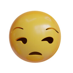 Dissatisfied expression 3D Emoji from front angle