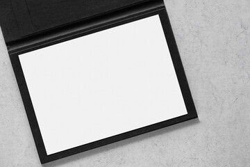 Certificate and degree mockup isolated. on marble background