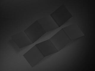 3D Illustration. Black squareleaflet brochure mockup isolated on black background