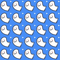 seamless pattern with cute cartoon ghost
