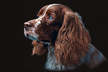 Close up portrait of spaniel dog, Generative AI