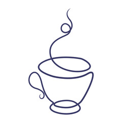 Minimal continuous line art cup of hot coffee