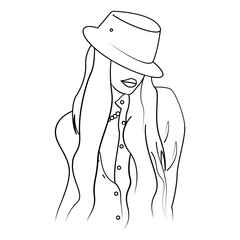 Elegant One Line Sketches of Woman Abstract Face. Female Face Drawing Minimalist Line Style. Trendy Illustration for Cosmetics. Continuous Line Art. Fashion Minimal Print. Beauty Logo. Vector