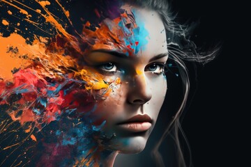 Colorful artistic female face