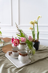 cup of coffee and flowers