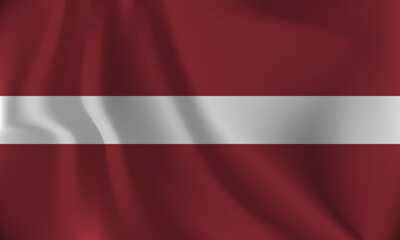 Flag of Latvia, with a wavy effect due to the wind.