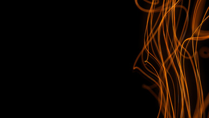 fine gold lines in elegant swirls, black background