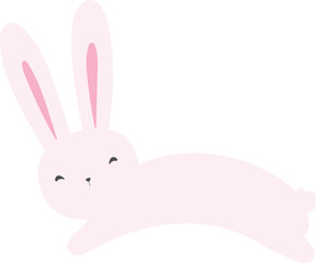 Cute Easter White Rabbit Jumping