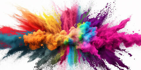 Fototapeta na wymiar Exploison colorful powder abstract background - Generative Ai