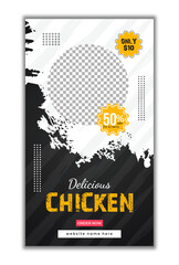 Delicious chicken food promotional offers social media story design