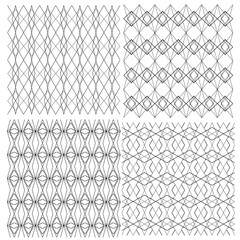 Fototapeta premium Set of geometric seamless decorative vector abstract black and white patterns with rhombus and lines various shapes.