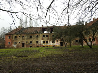 old run-down german house in kaliningrad, russia