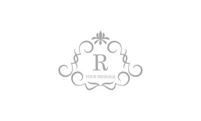 Obraz premium Gentle elegant monogram for cards, invitations, menus, labels with the initial letter R. Graphic design for pages, business signs, boutiques, cafes, hotels. Classic wedding invitation design elements.